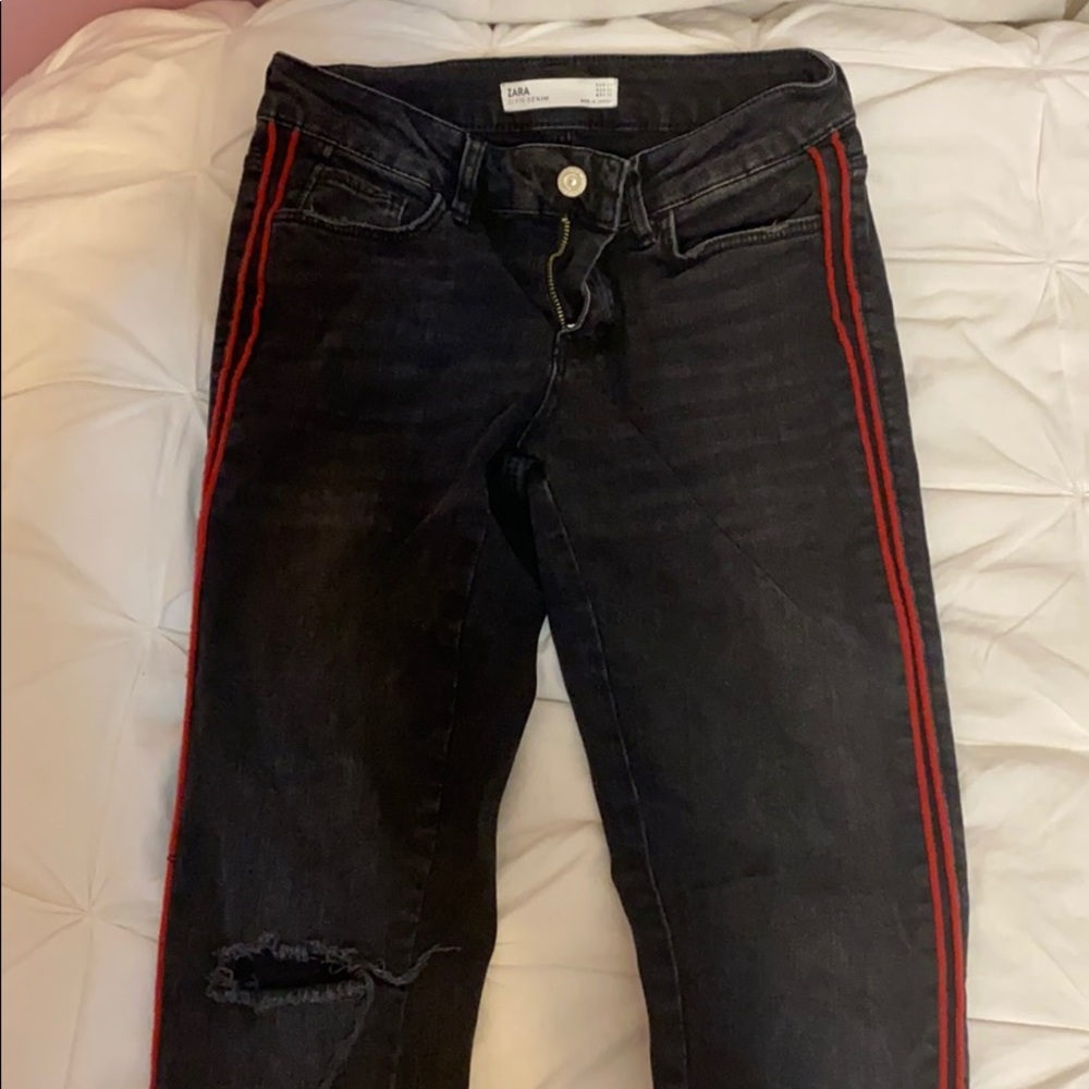 Zara black and red strip size 2 jeans